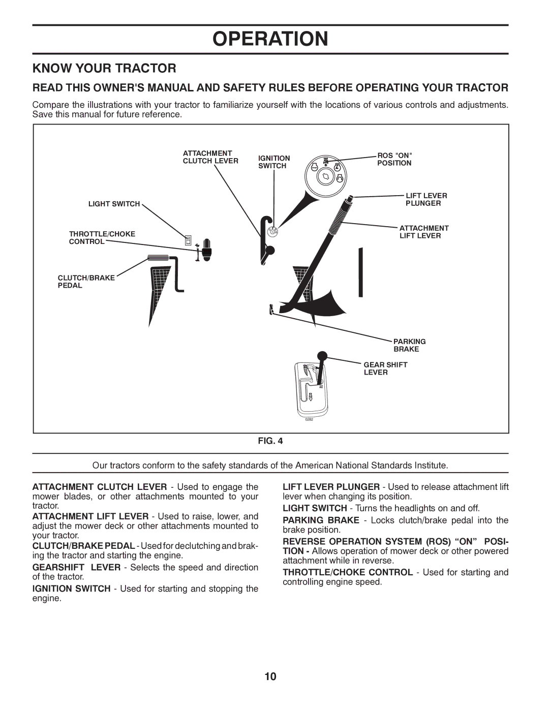 Poulan CO17542LT manual Know Your Tractor 