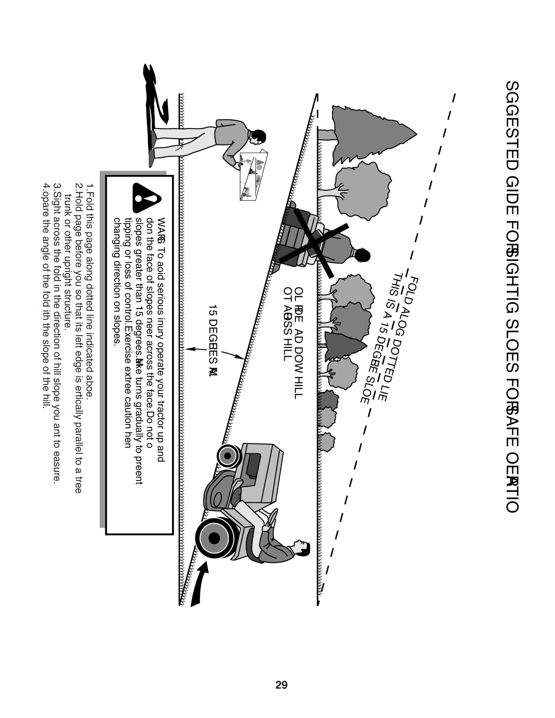 Poulan CO17542LT manual Suggested Guide for Sighting Slopes for Safe Operation 