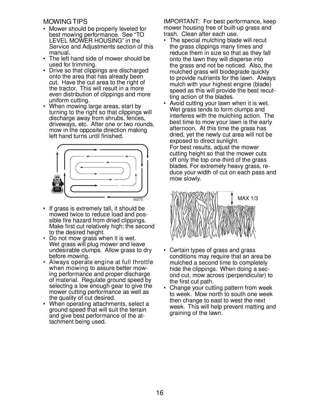 Poulan CO1842STA manual Mowing Tips 