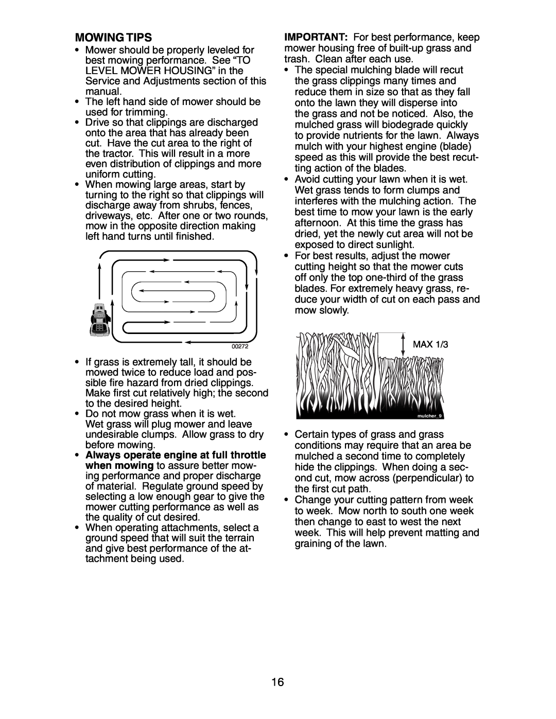 Poulan CO1842STA manual Mowing Tips 