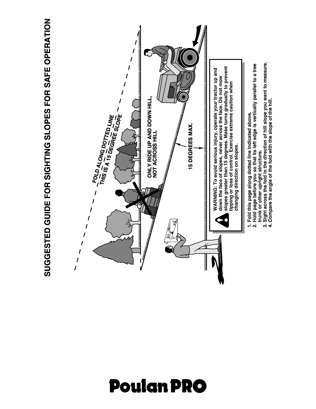 Poulan CO18542STB manual Suggested Guide For Sighting Slopes For Safe Operation, Fold, Along, This, Dotted, Line, Degree 