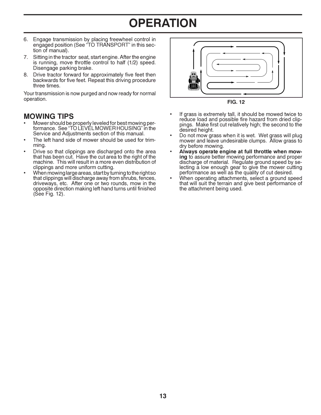 Poulan CO20H46YT manual Mowing Tips 