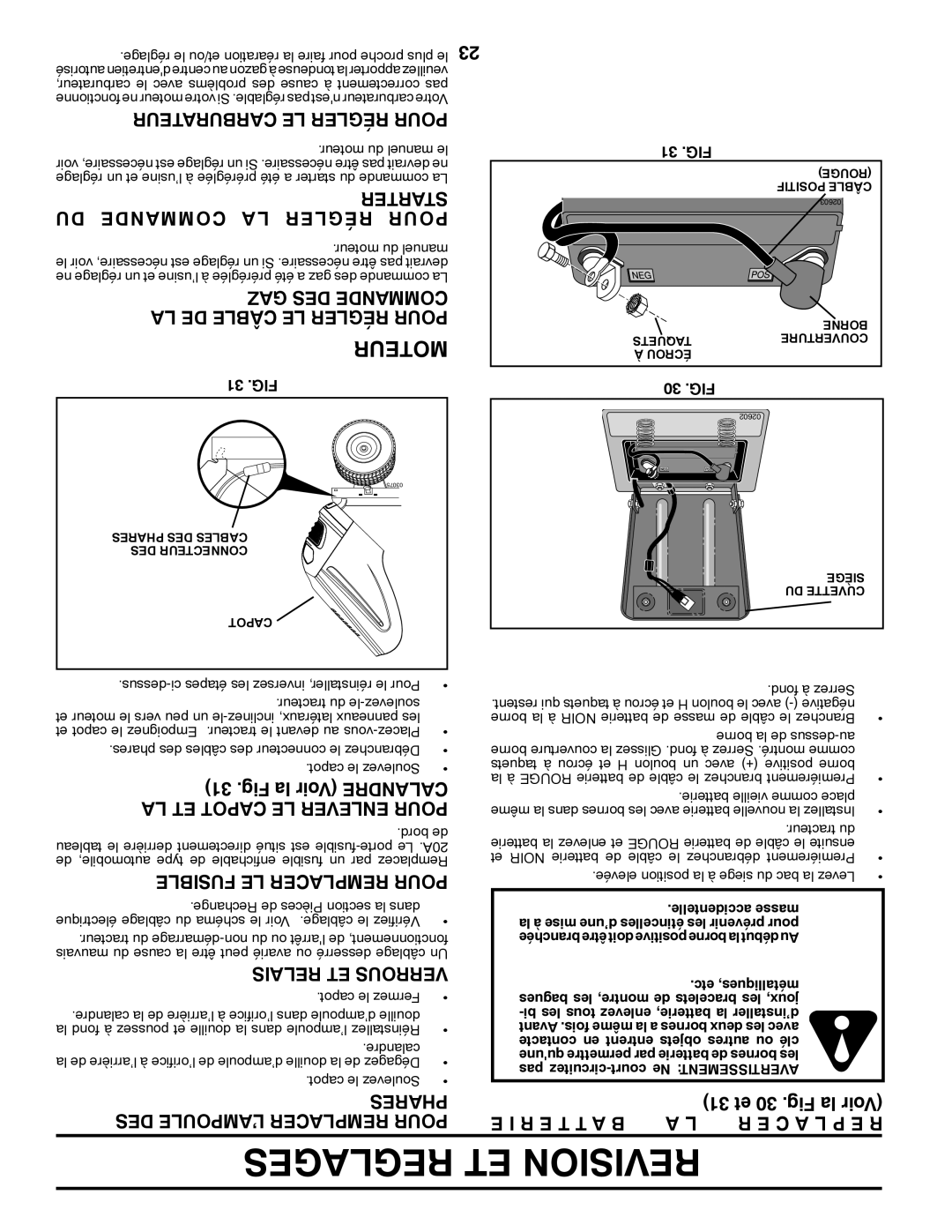 Poulan CO20H46YT Reglages ET Revision, Carburateur LE Régler Pour, Starter DU Commande LA Régler Pour, GAZ DES Commande 