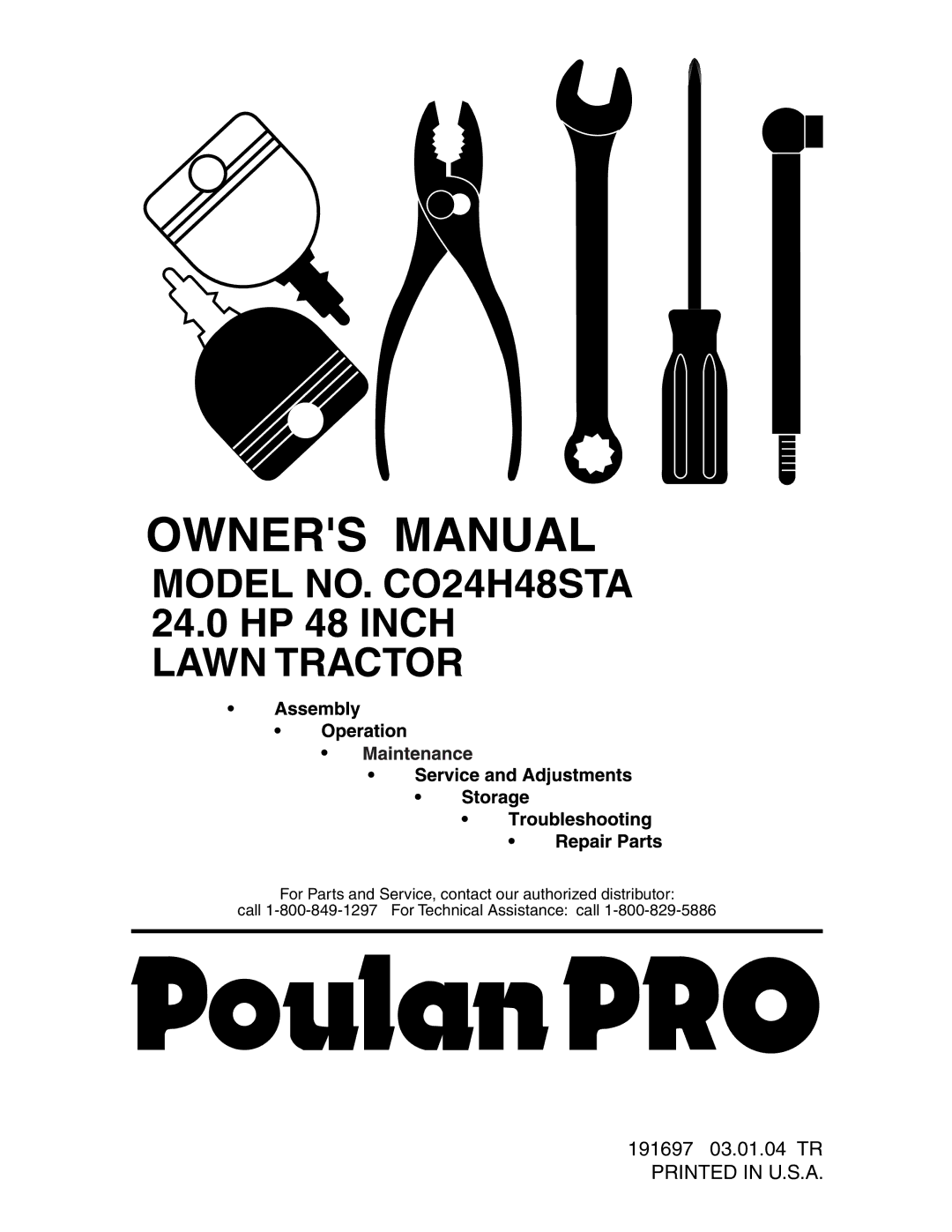 Poulan manual Model NO. CO24H48STA 