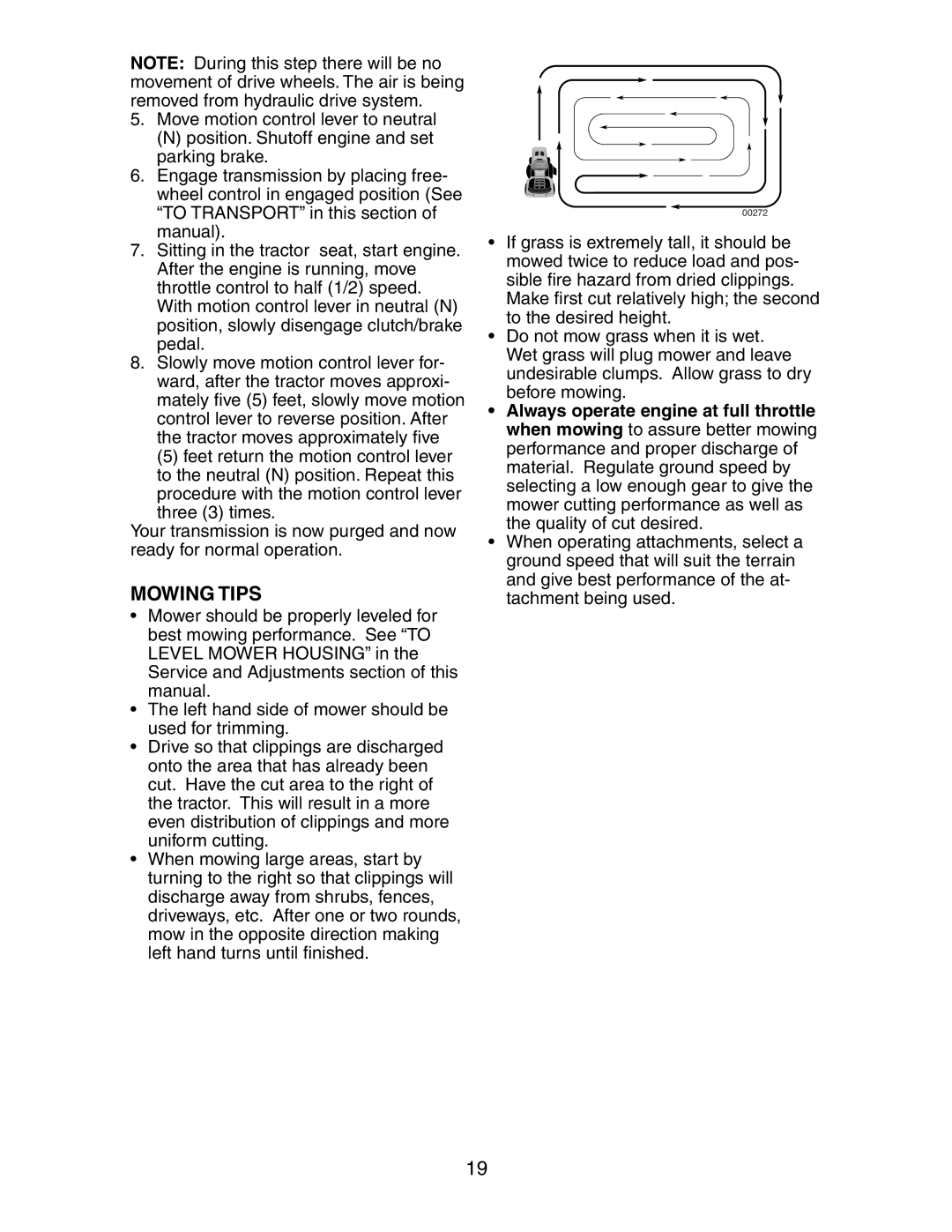 Poulan CO24H48STA manual Mowing Tips 