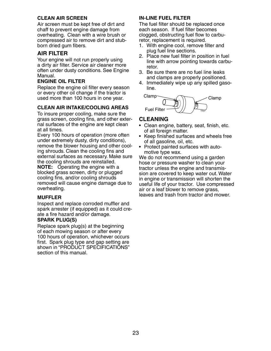 Poulan CO24H48STA manual AIR Filter, Cleaning 