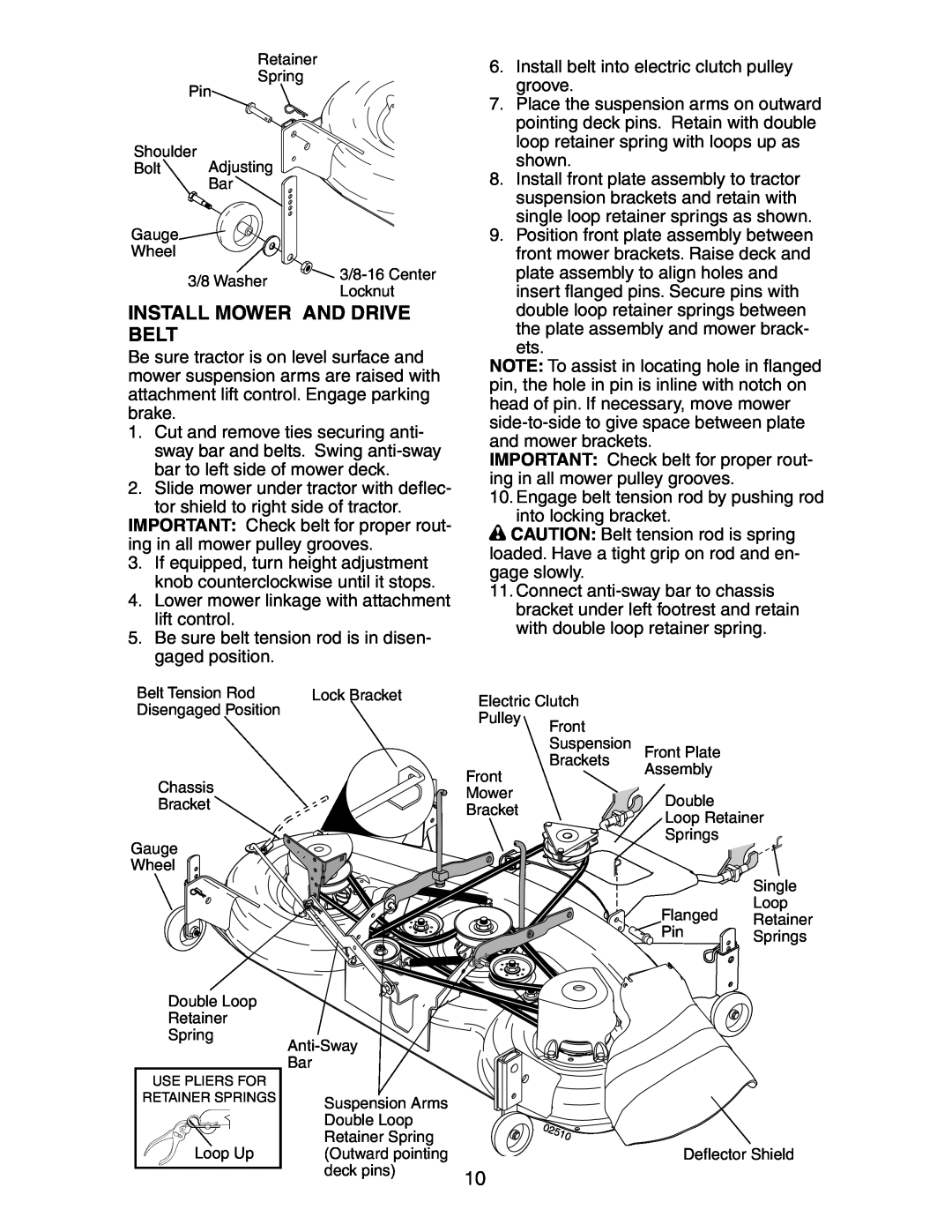Poulan COGT22H48A manual Install Mower And Drive Belt 