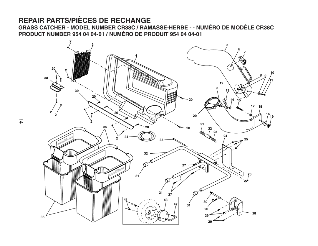 Poulan 954 04 04-01, CR38C, 532140602 owner manual Repair PARTS/PIÈCES DE Rechange 