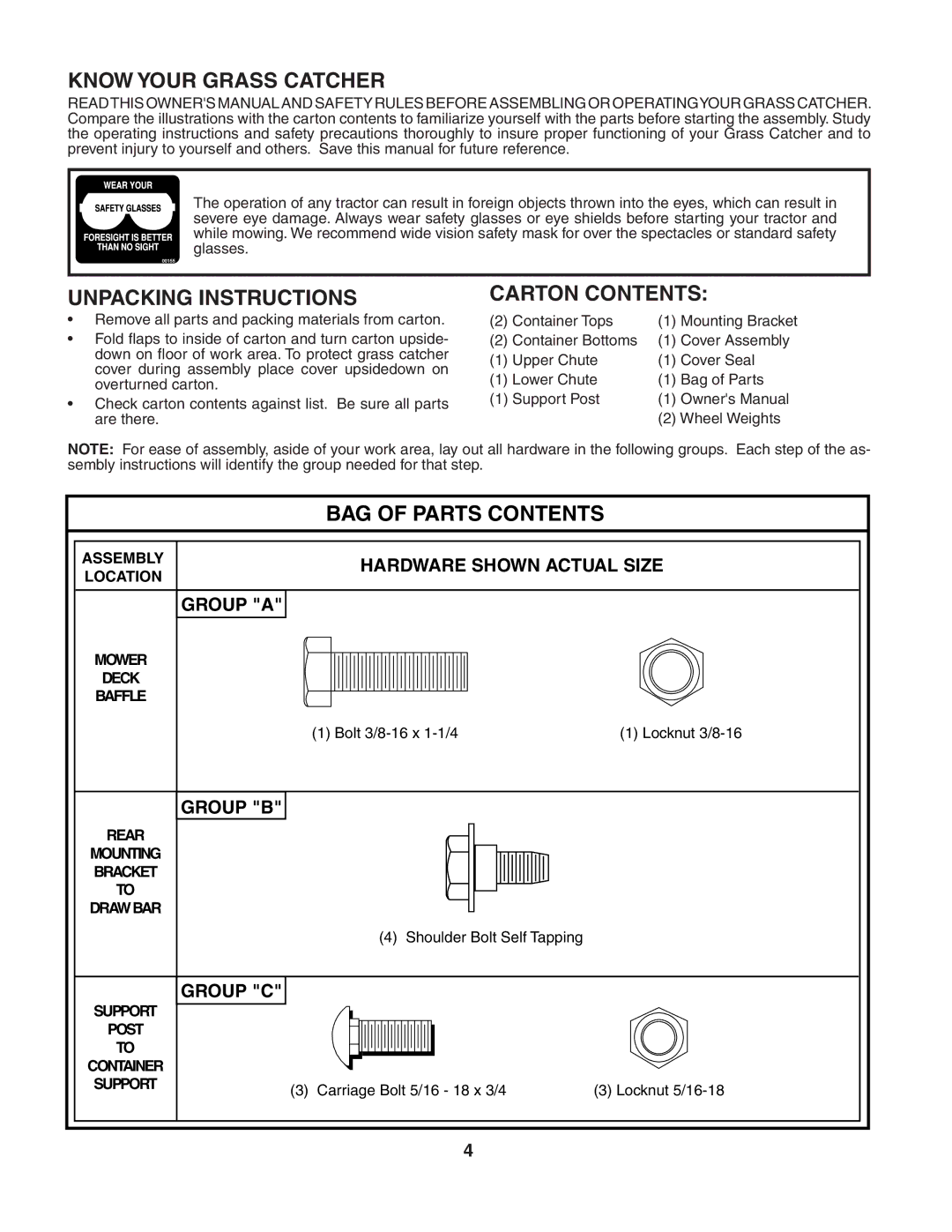 Poulan 532140602, CR38C, 954 04 04-01 owner manual Know Your Grass Catcher 