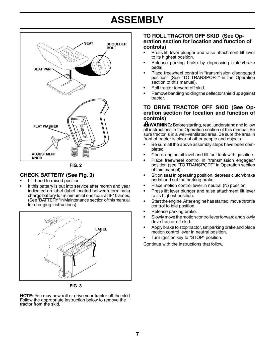 Poulan DB185H42YT manual Check Battery See Fig 