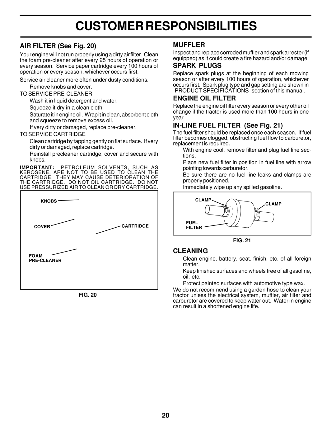 Poulan DPR22H46STB owner manual Muffler, Spark Plugs, Engine OIL Filter, Cleaning 