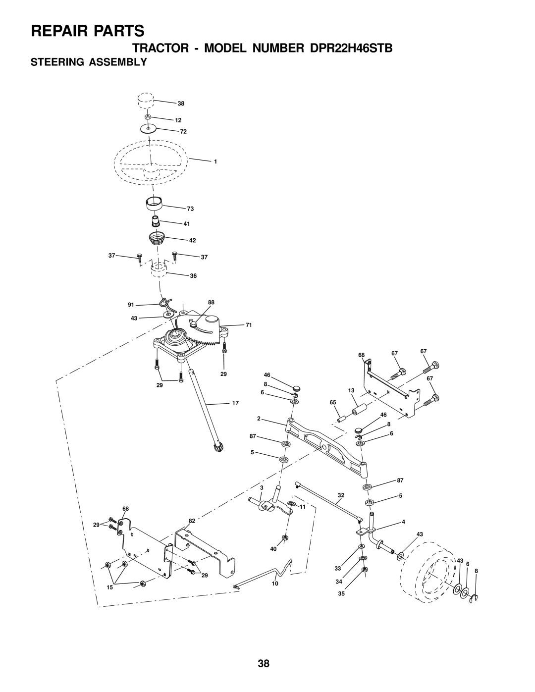 Poulan DPR22H46STB owner manual Steering Assembly 