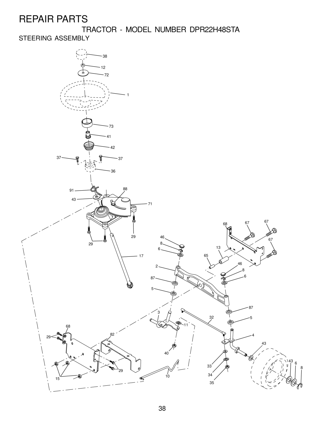 Poulan DPR22H48STA owner manual Steering Assembly 