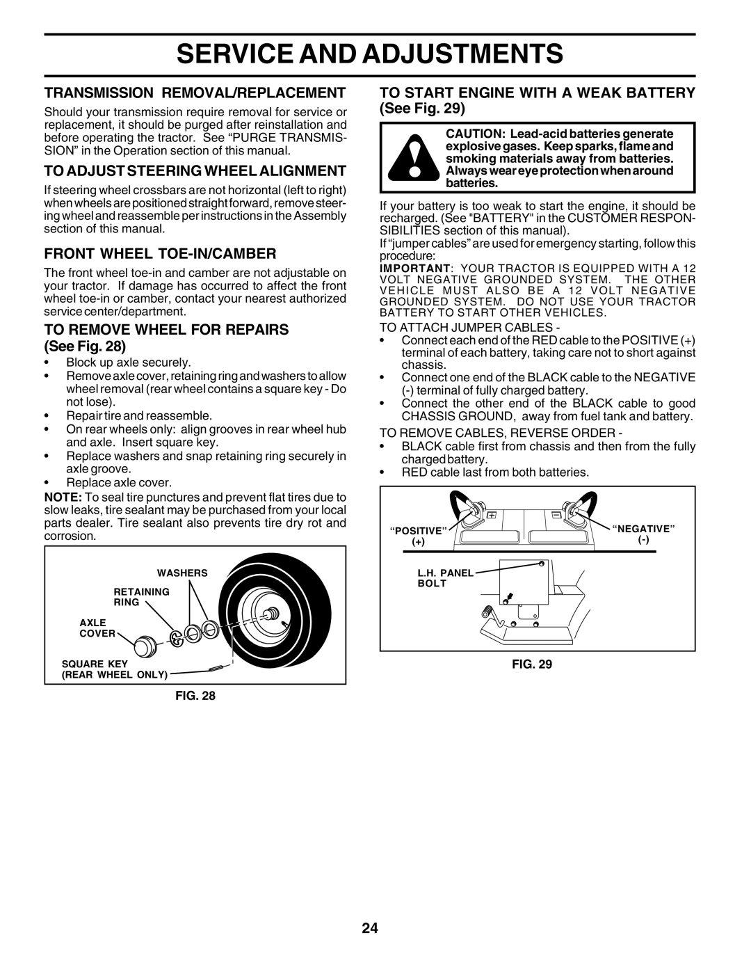 Poulan DPR22H48STB Transmission REMOVAL/REPLACEMENT, To Adjust Steering Wheel Alignment, Front Wheel TOE-IN/CAMBER 