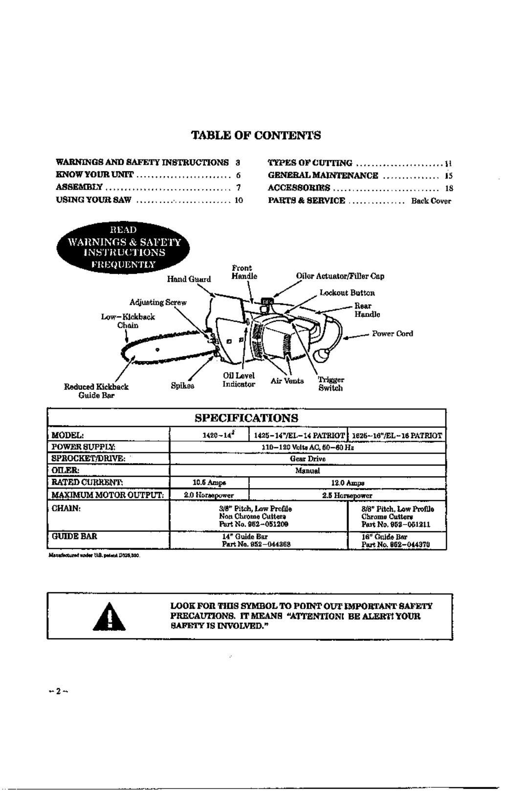 Poulan 1420-952801952, EL-14, EL-16, 1425 manual 