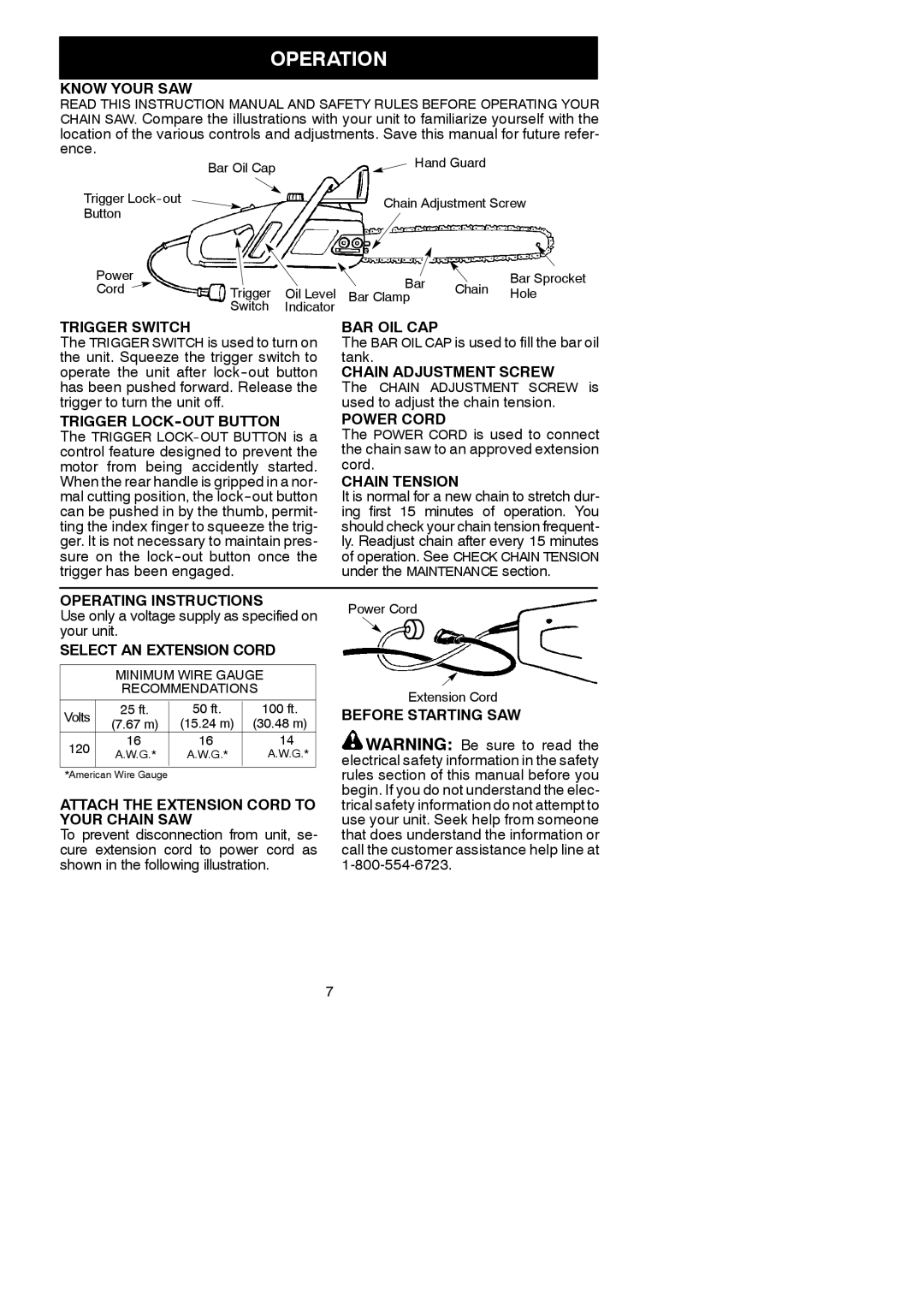 Poulan ES350WT instruction manual Operation 