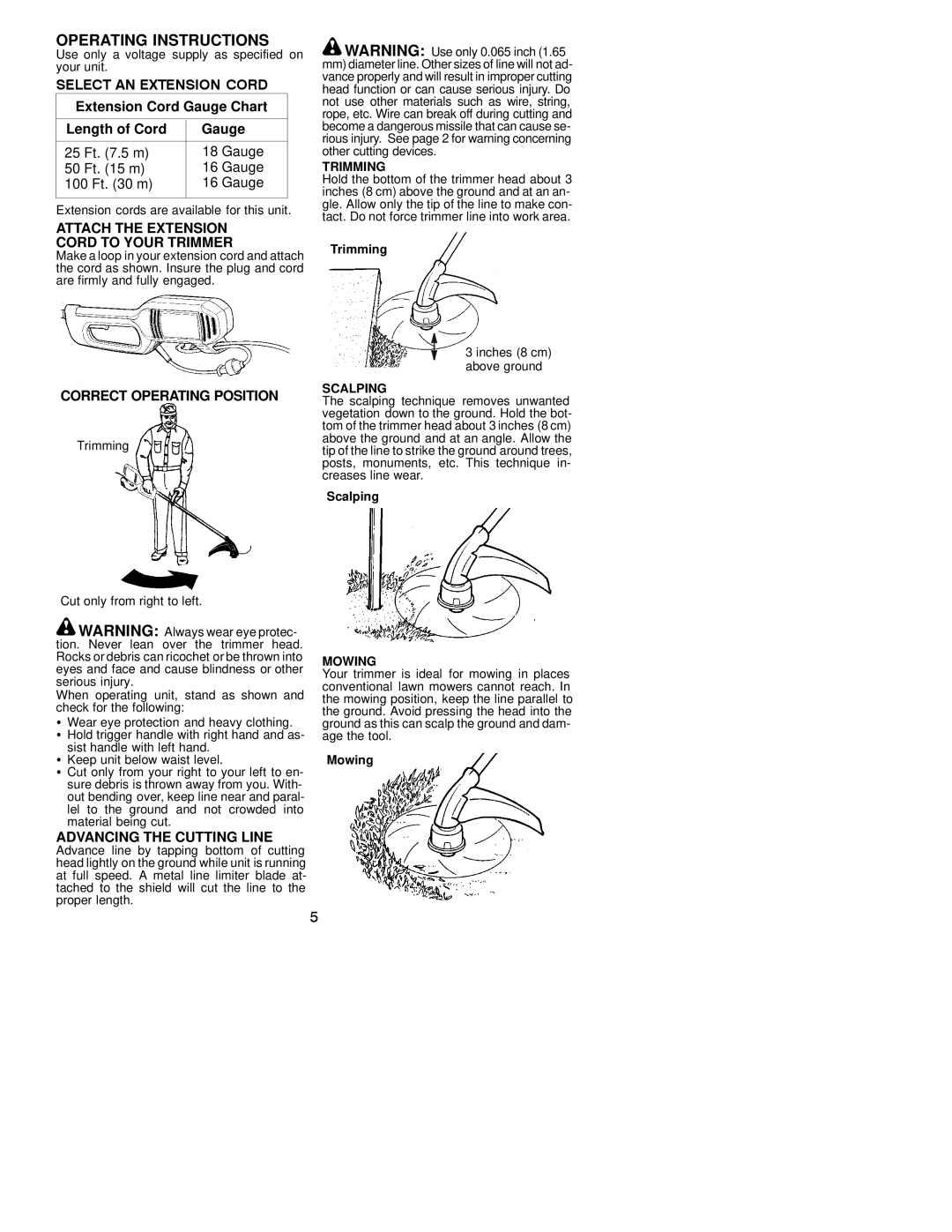 Poulan ET17 Operating Instructions, Attach the Extension Cord to Your Trimmer, Correct Operating Position 