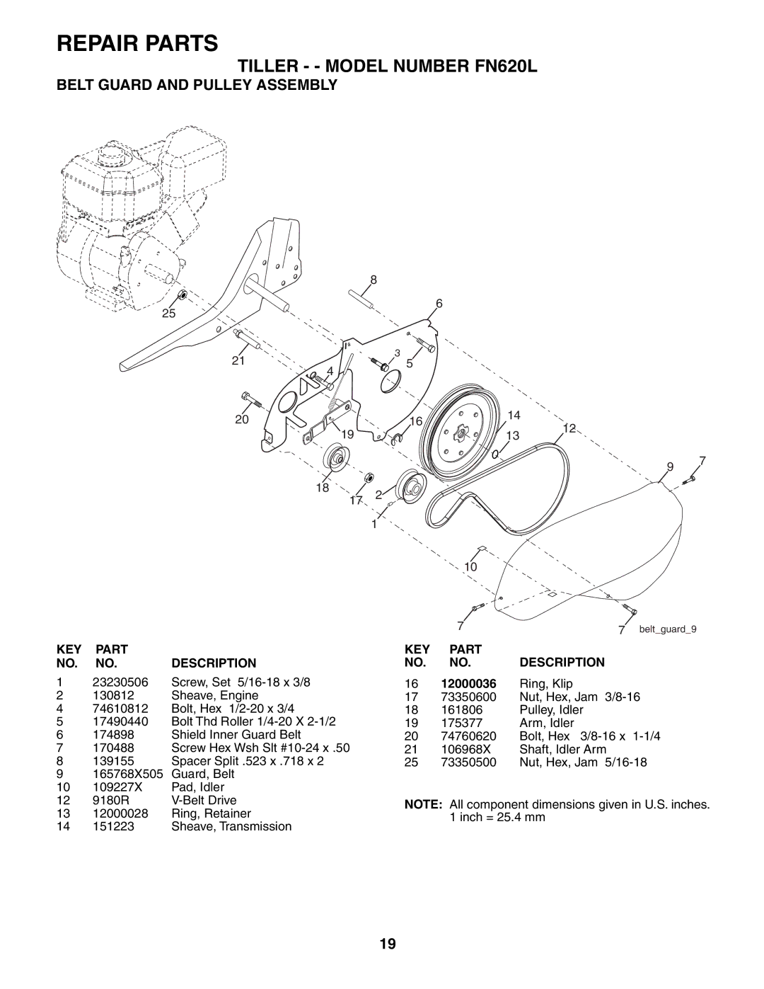 Poulan FN620L owner manual Belt Guard and Pulley Assembly, 12000036 