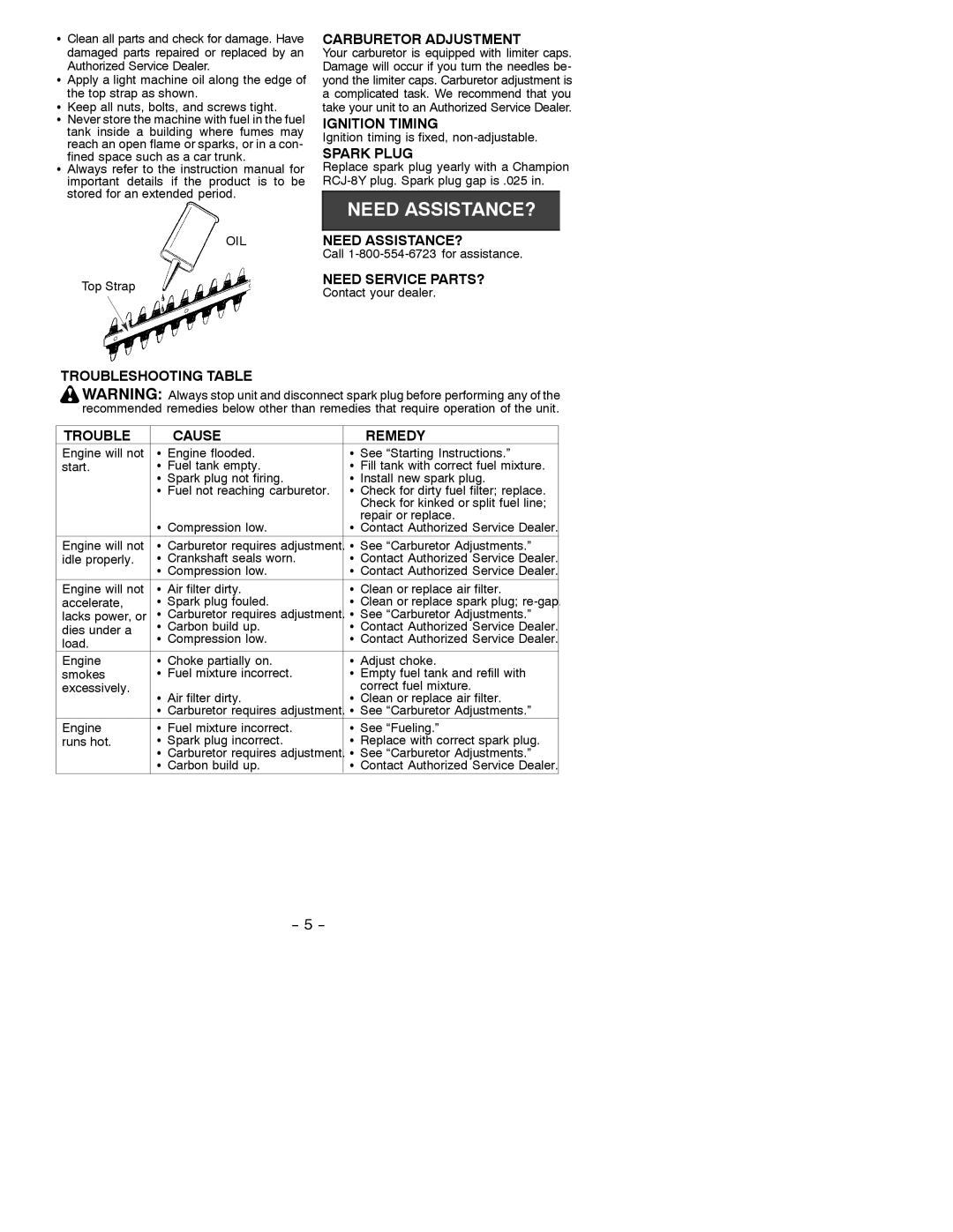 Poulan GHT 180 manual Carburetor Adjustment, Ignition Timing, Spark Plug, Need ASSISTANCE?, Need Service PARTS? 