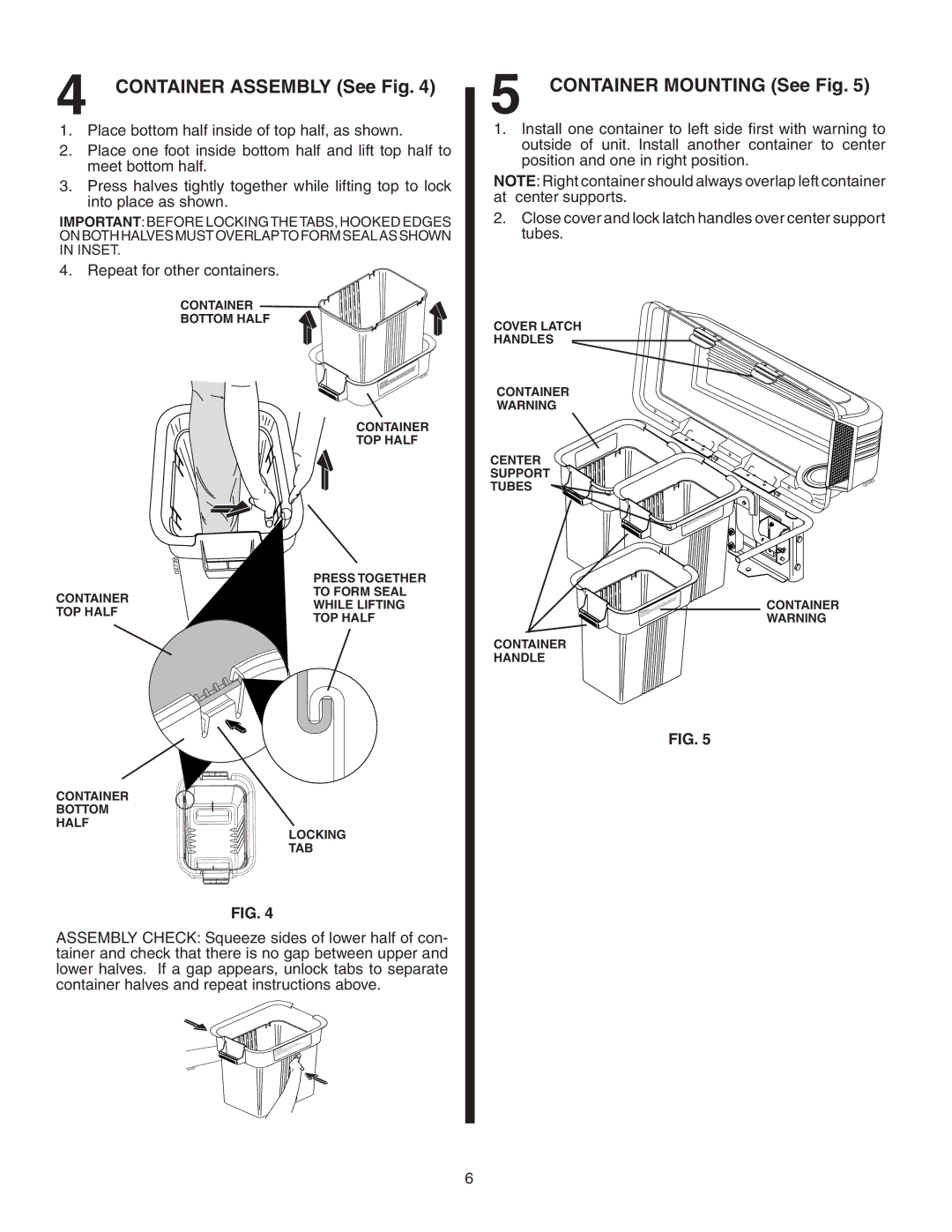 Poulan GTB54A, 532190226 owner manual Container Assembly See Fig, Container Mounting See Fig 