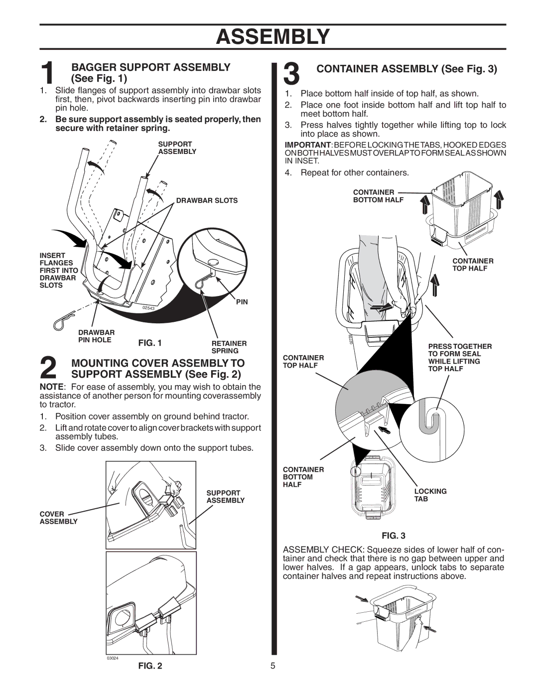 Poulan 96072001100, GTT342 Mounting Cover Assembly to, Support Assembly See Fig, Container Assembly See Fig 