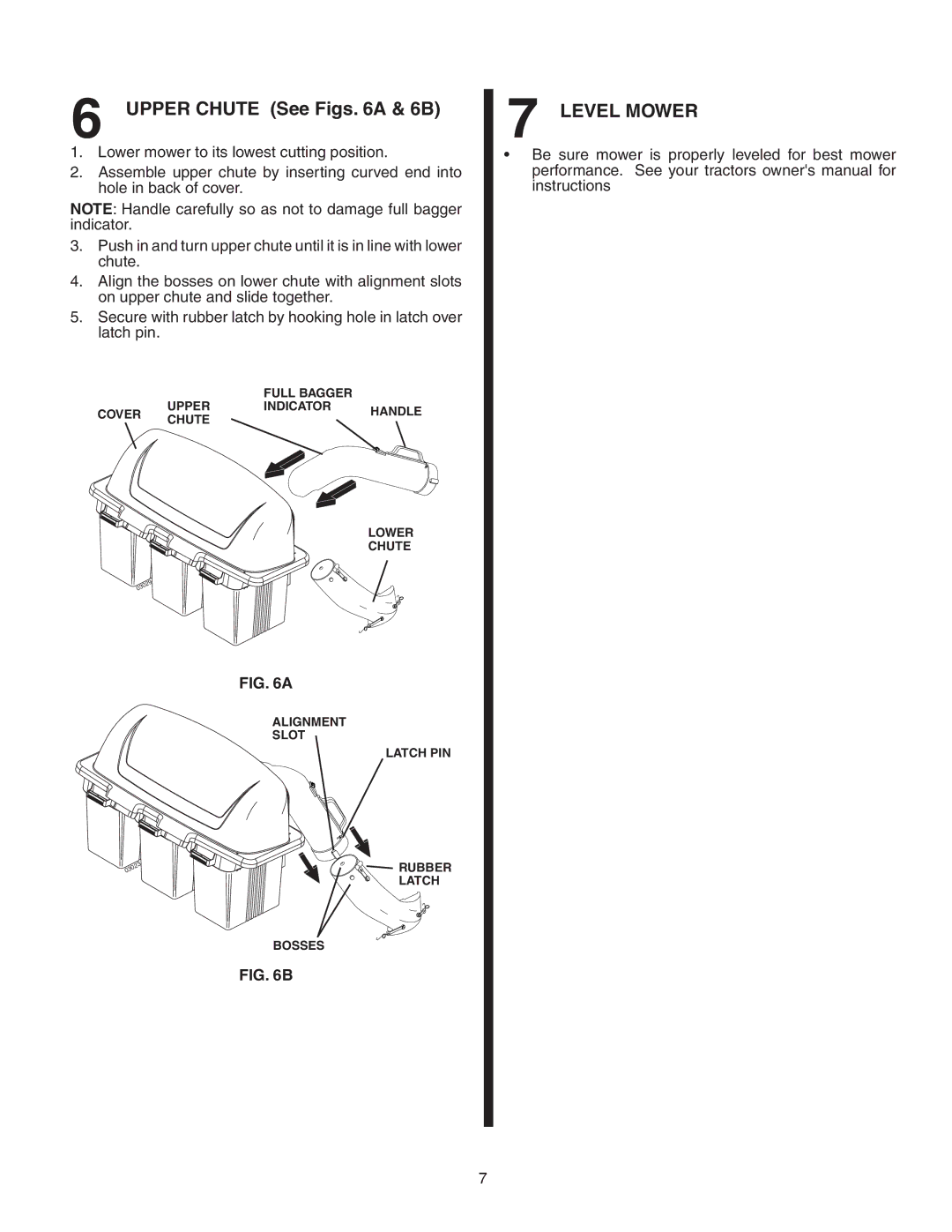 Poulan 532402705, GTT342, 96072001100, 960 72 00-11 owner manual Upper Chute See Figs a & 6B, Level Mower 