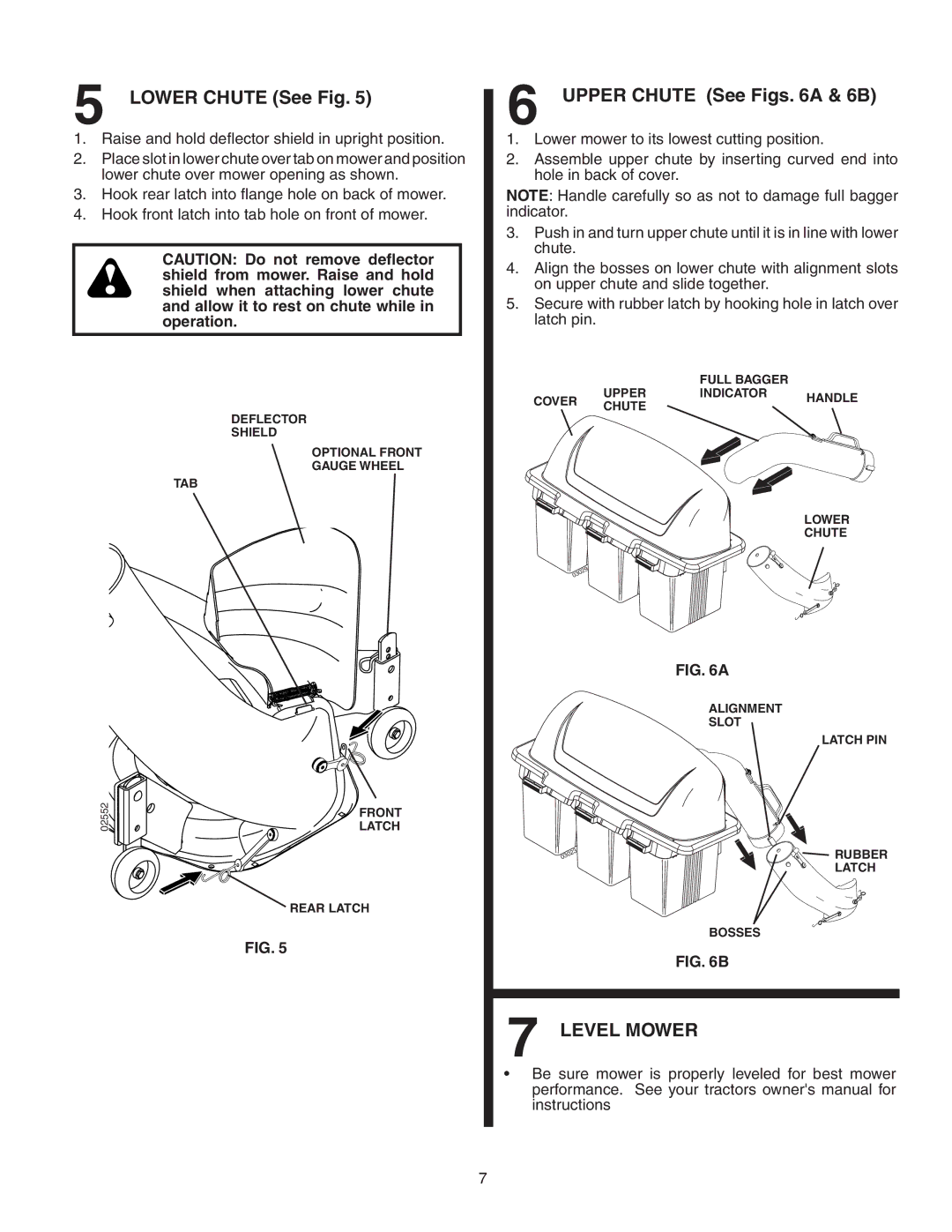 Poulan 96072000900, GTT348, 532402341, 960 72 00-09 owner manual Lower Chute See Fig, Upper Chute See Figs a & 6B, Level Mower 