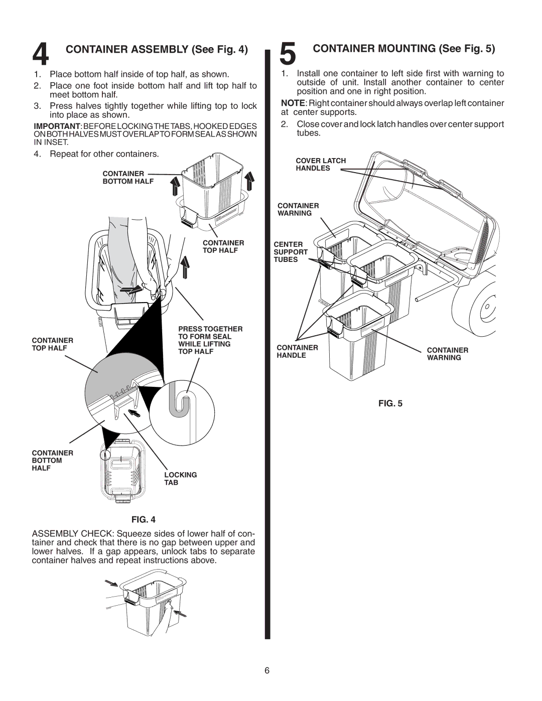 Poulan GTT354, 96072001000, 960 72 00-10 owner manual Container Assembly See Fig, Container Mounting See Fig 