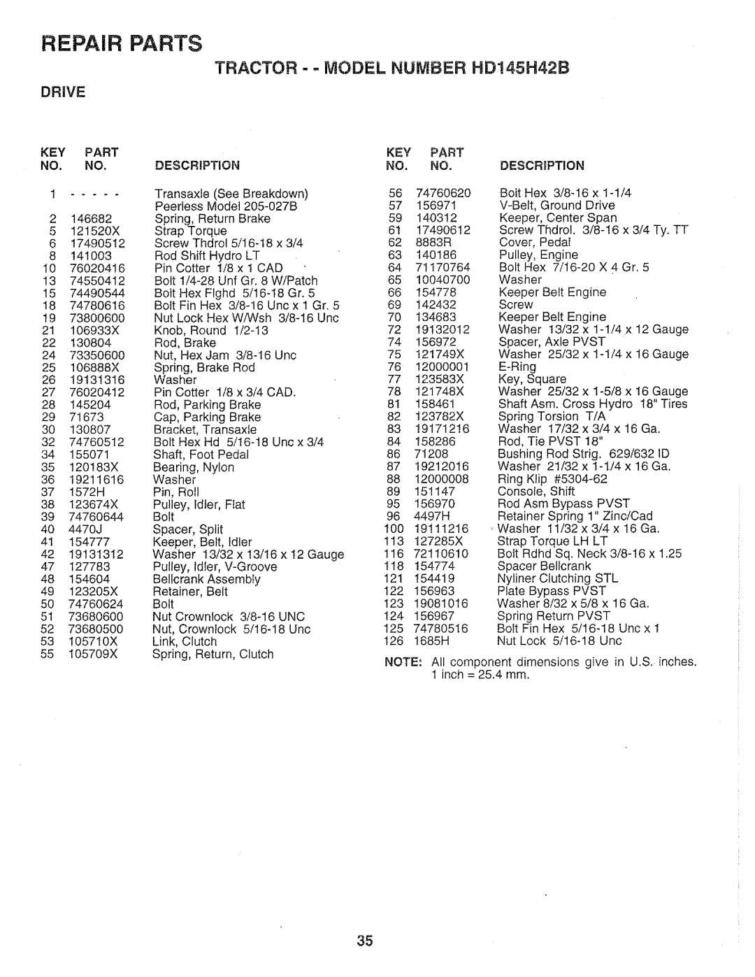 Poulan 159699, HD145H42B manual 