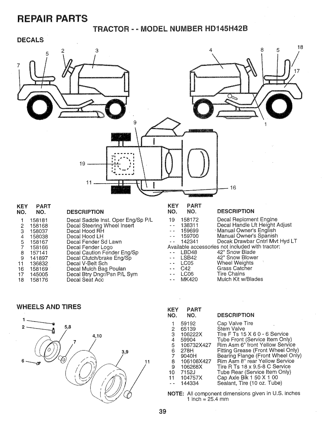 Poulan 159699, HD145H42B manual 