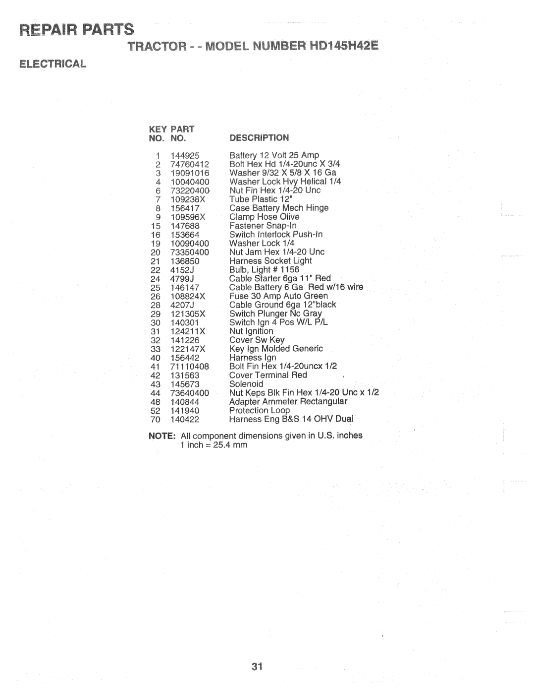 Poulan 160464, HD145H42E manual 