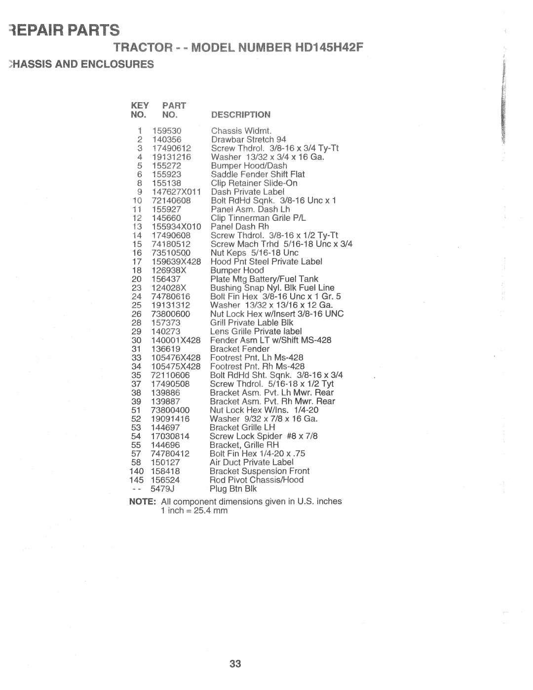 Poulan 161491, HD145H42F manual 