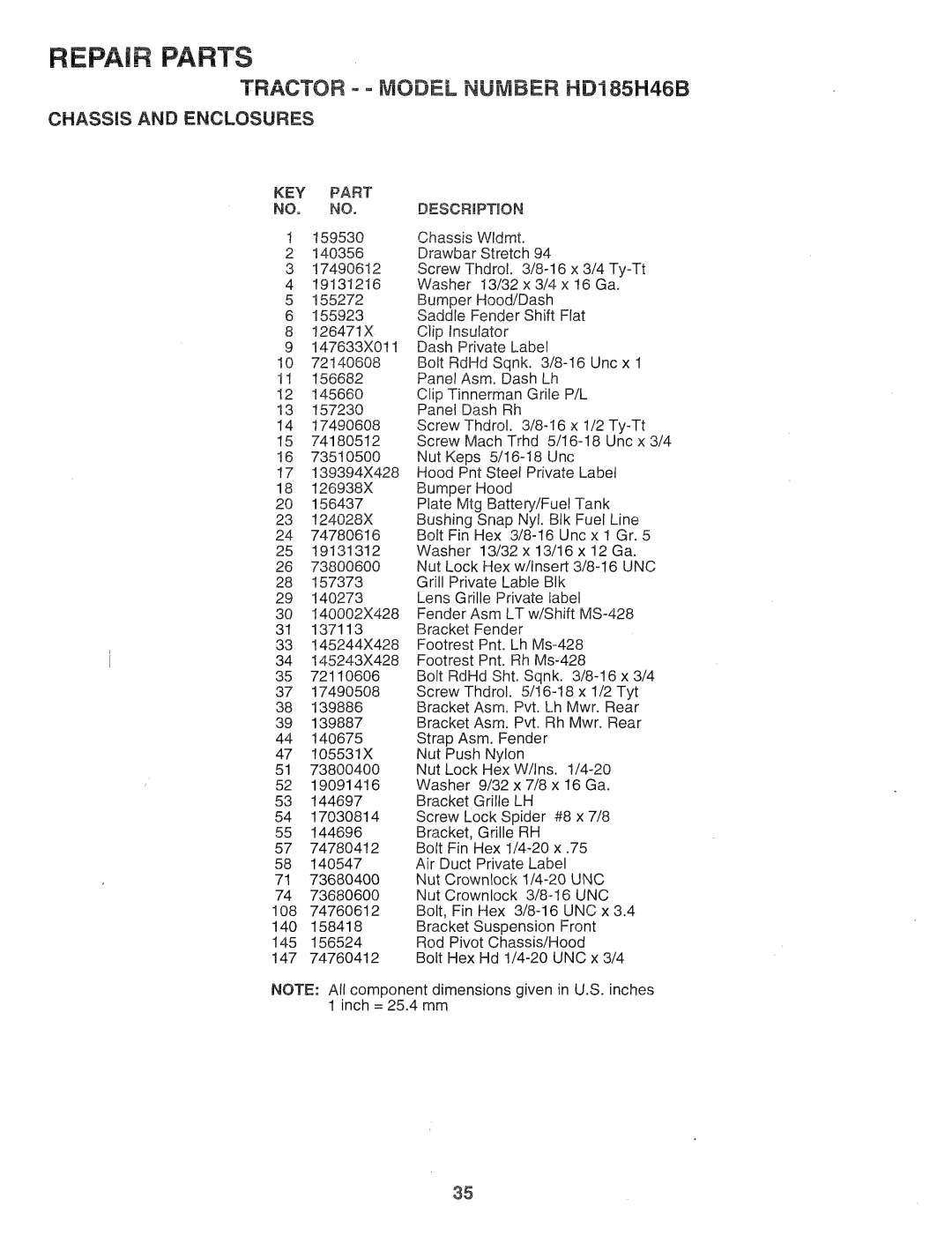 Poulan 159759, HD185H46B manual 