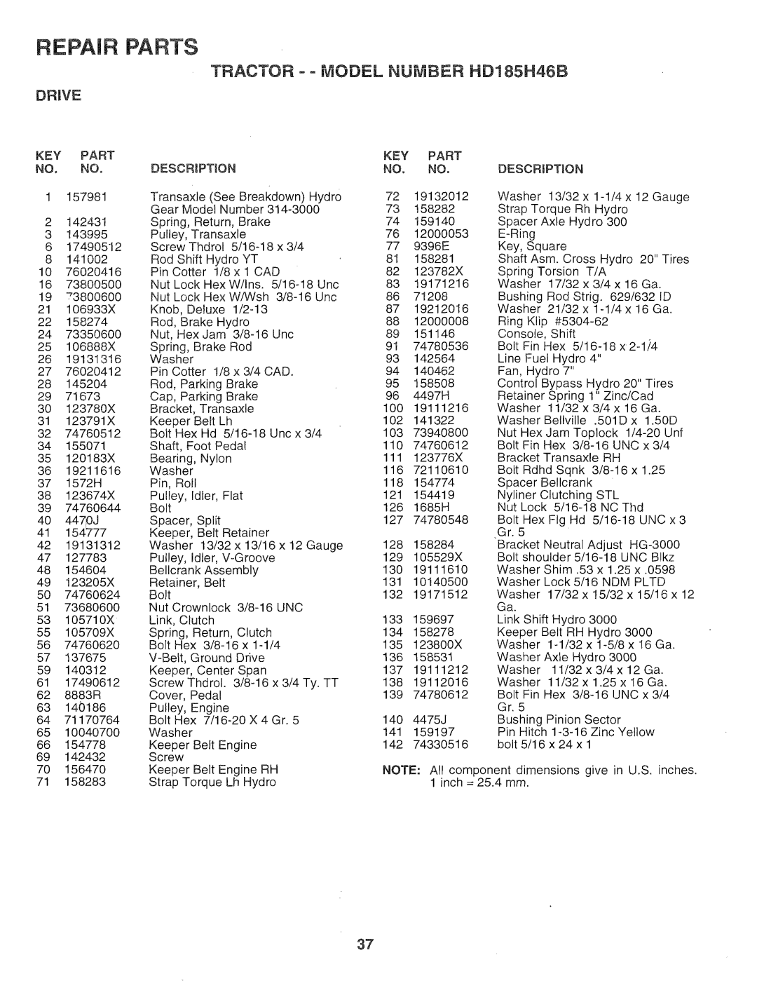 Poulan 159759, HD185H46B manual 