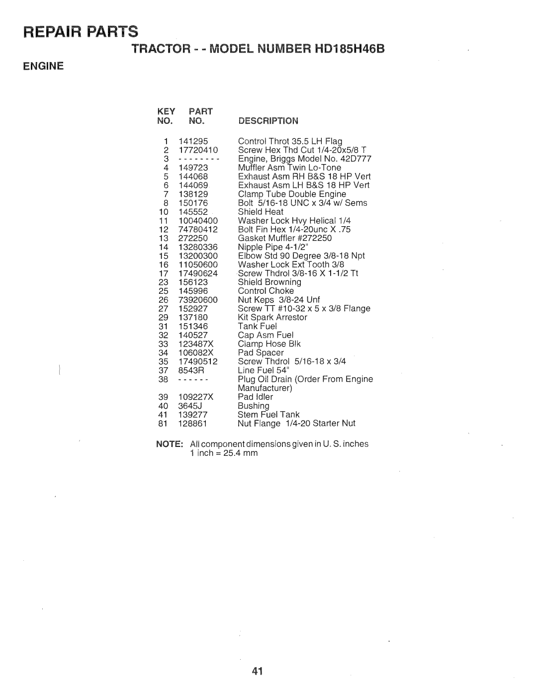 Poulan 159759, HD185H46B manual 