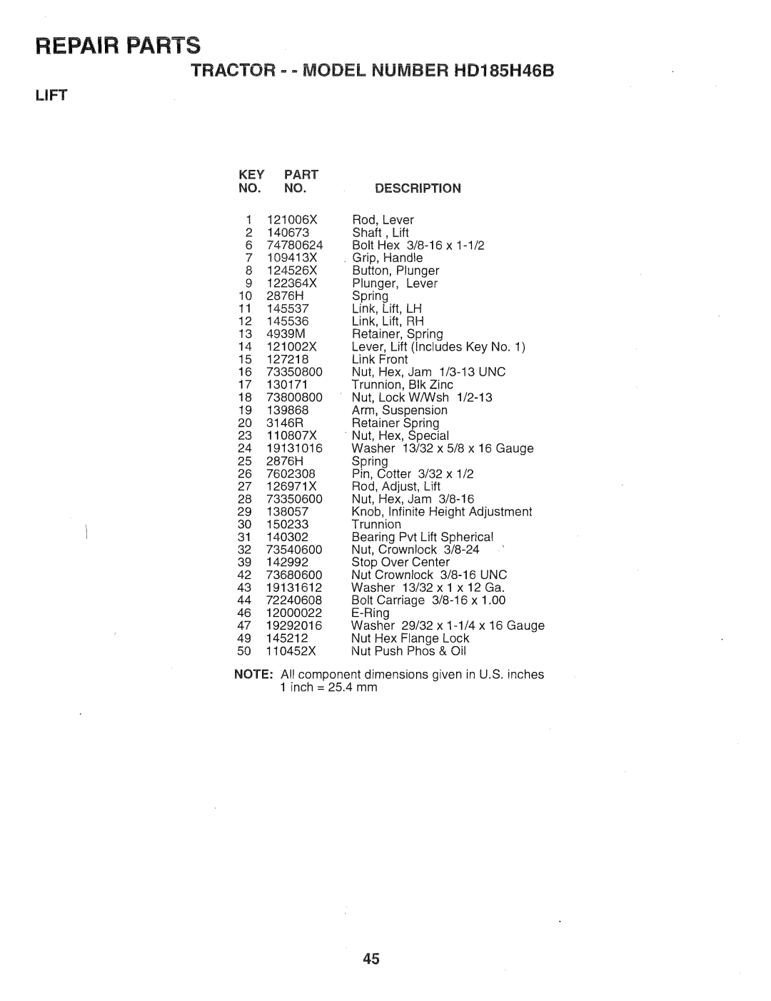 Poulan 159759, HD185H46B manual 