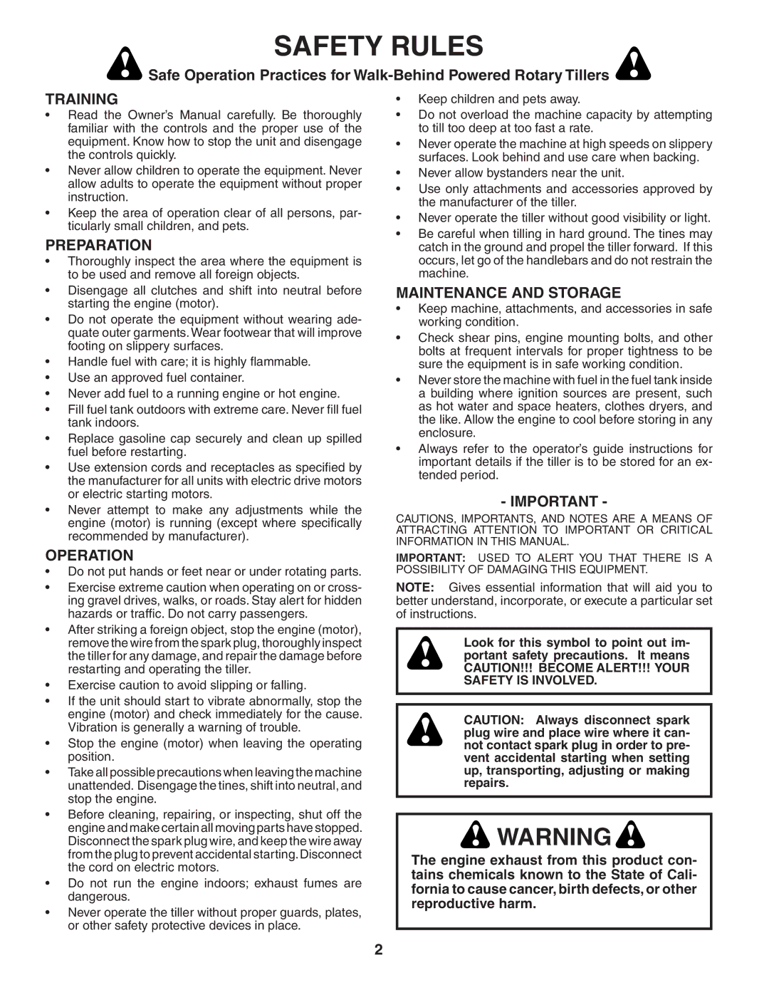 Poulan HDF550 manual Safety Rules, Training, Preparation, Operation, Maintenance and Storage 