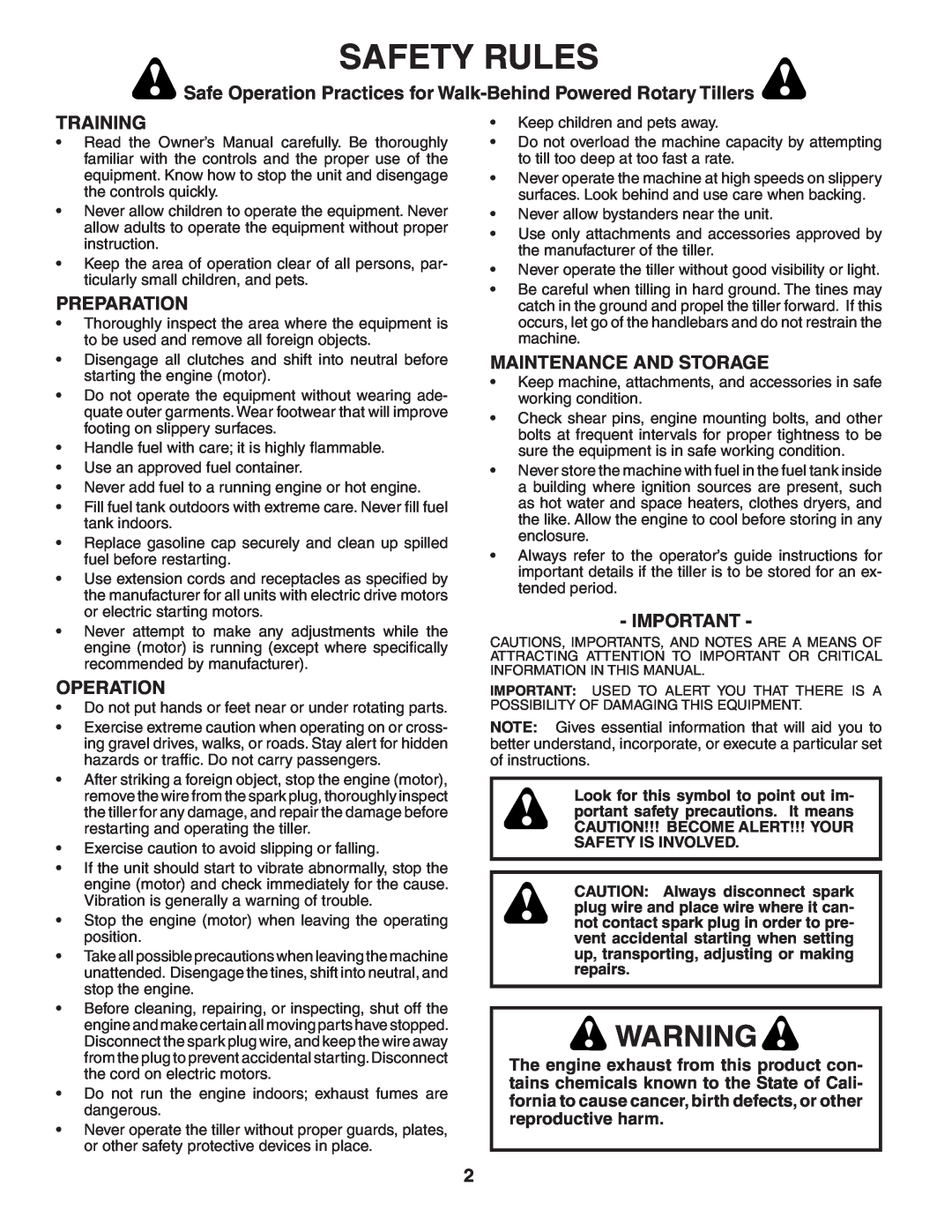 Poulan HDF550 manual Safety Rules, Training, Preparation, Operation, Maintenance And Storage 