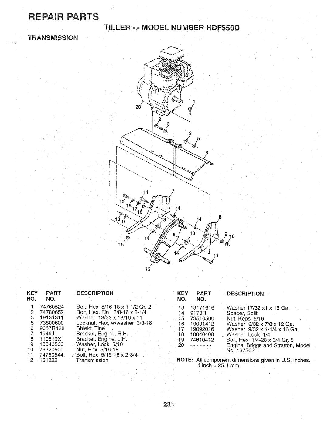 Poulan 156332, HDF550D manual 