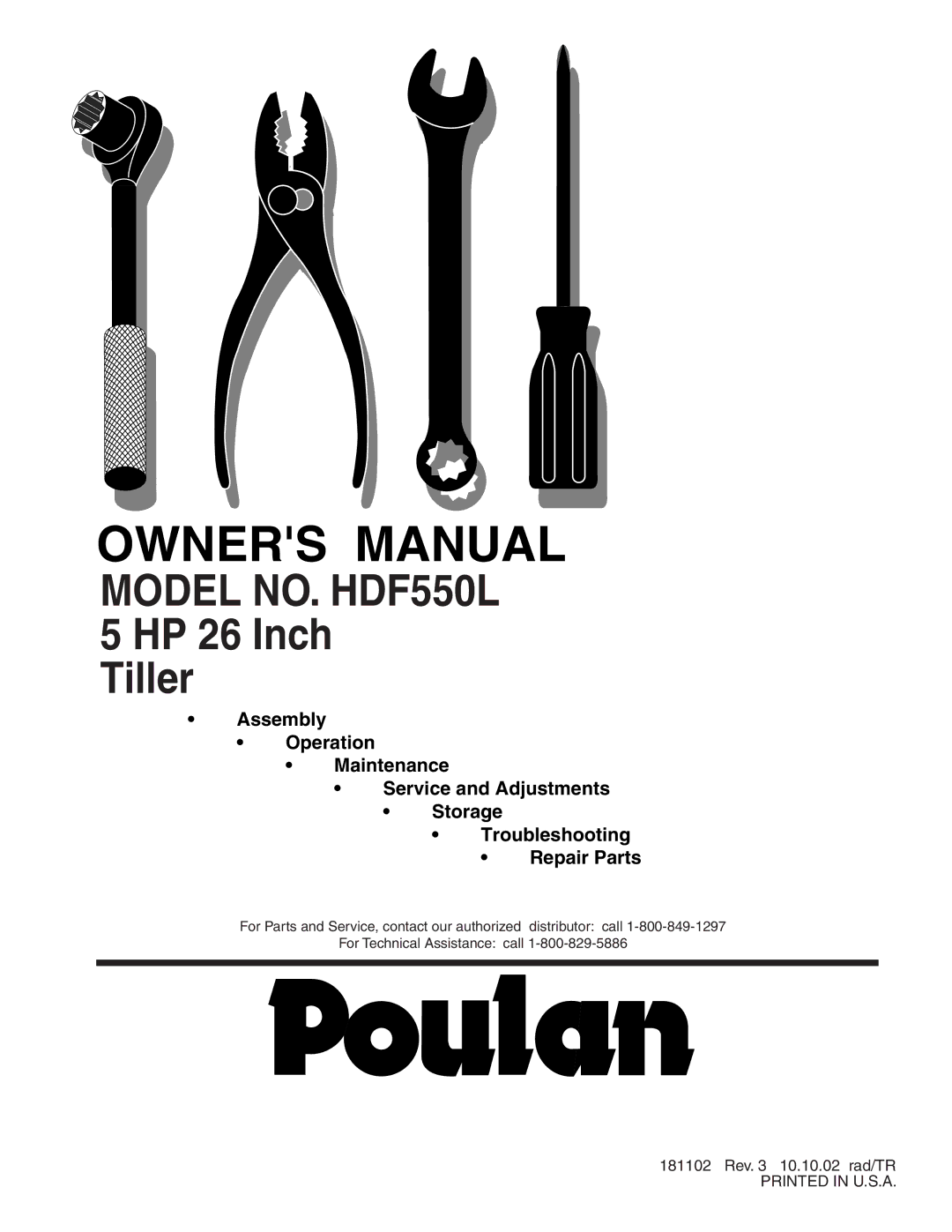 Poulan owner manual Model NO. HDF550L 