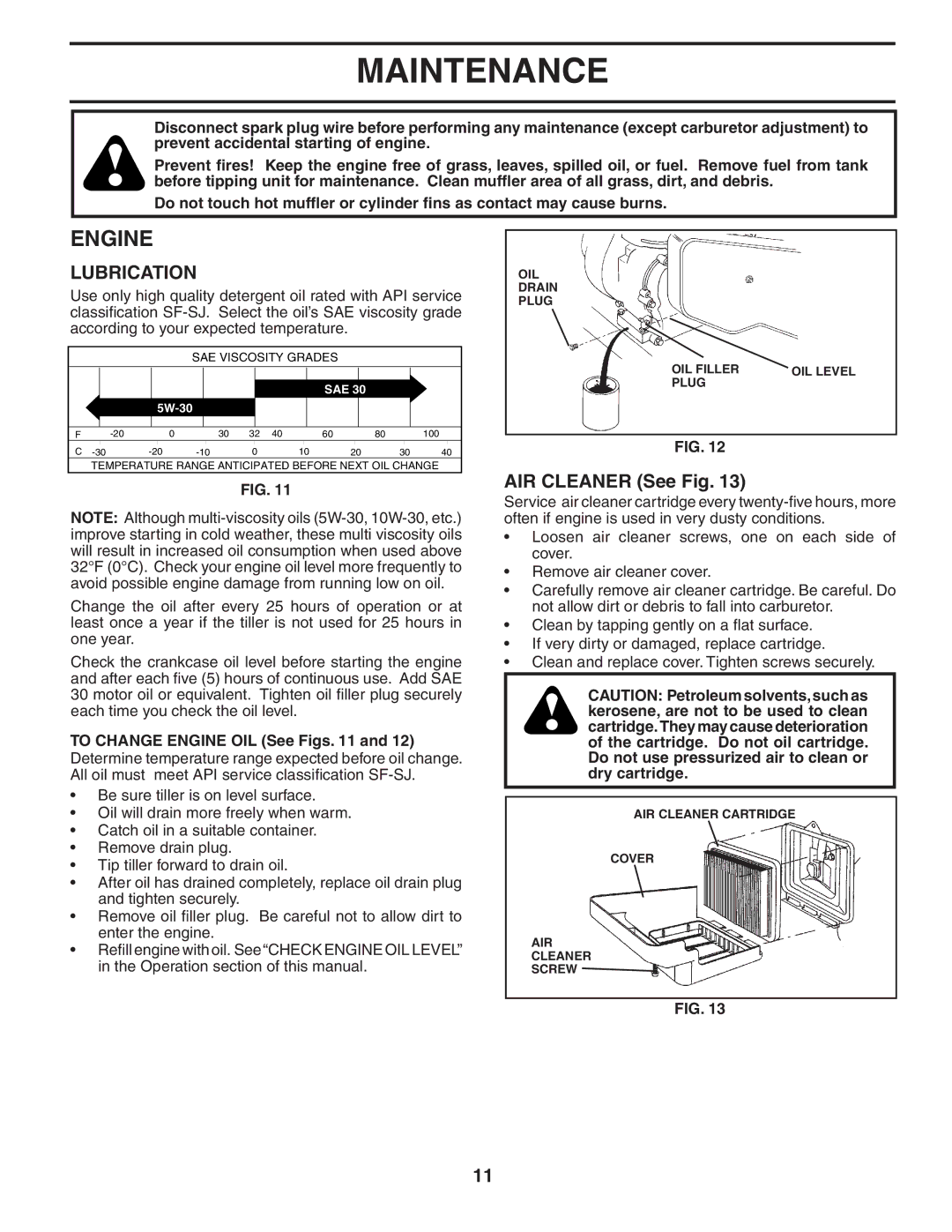 Poulan HDF550L owner manual Engine, AIR Cleaner See Fig 