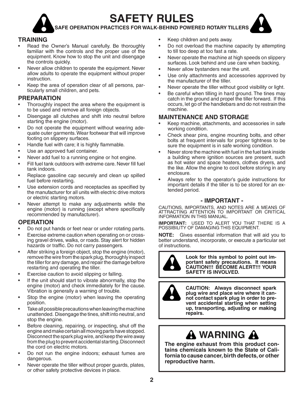 Poulan HDF550L owner manual Safety Rules, Training, Preparation, Operation, Maintenance and Storage 