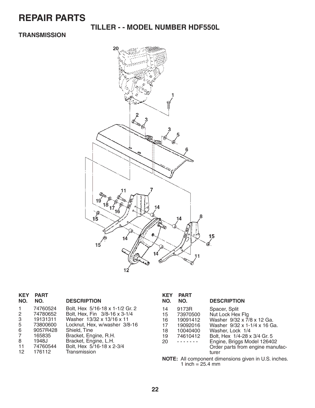 Poulan HDF550L owner manual Transmission, 9173R Spacer, Split 