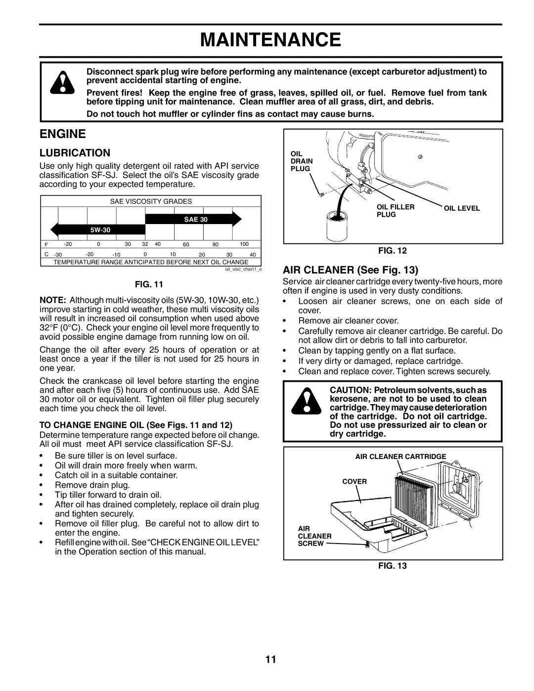 Poulan HDF550M owner manual Engine, AIR Cleaner See Fig 