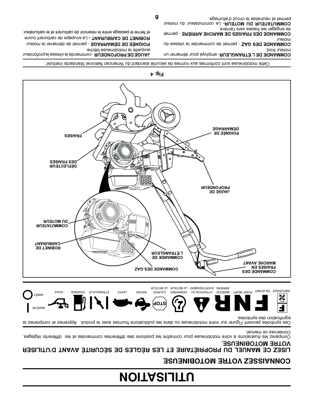 Poulan HDF900 manual Motobineuse Votre Connaissez, 4 .Fig, Utilisation 
