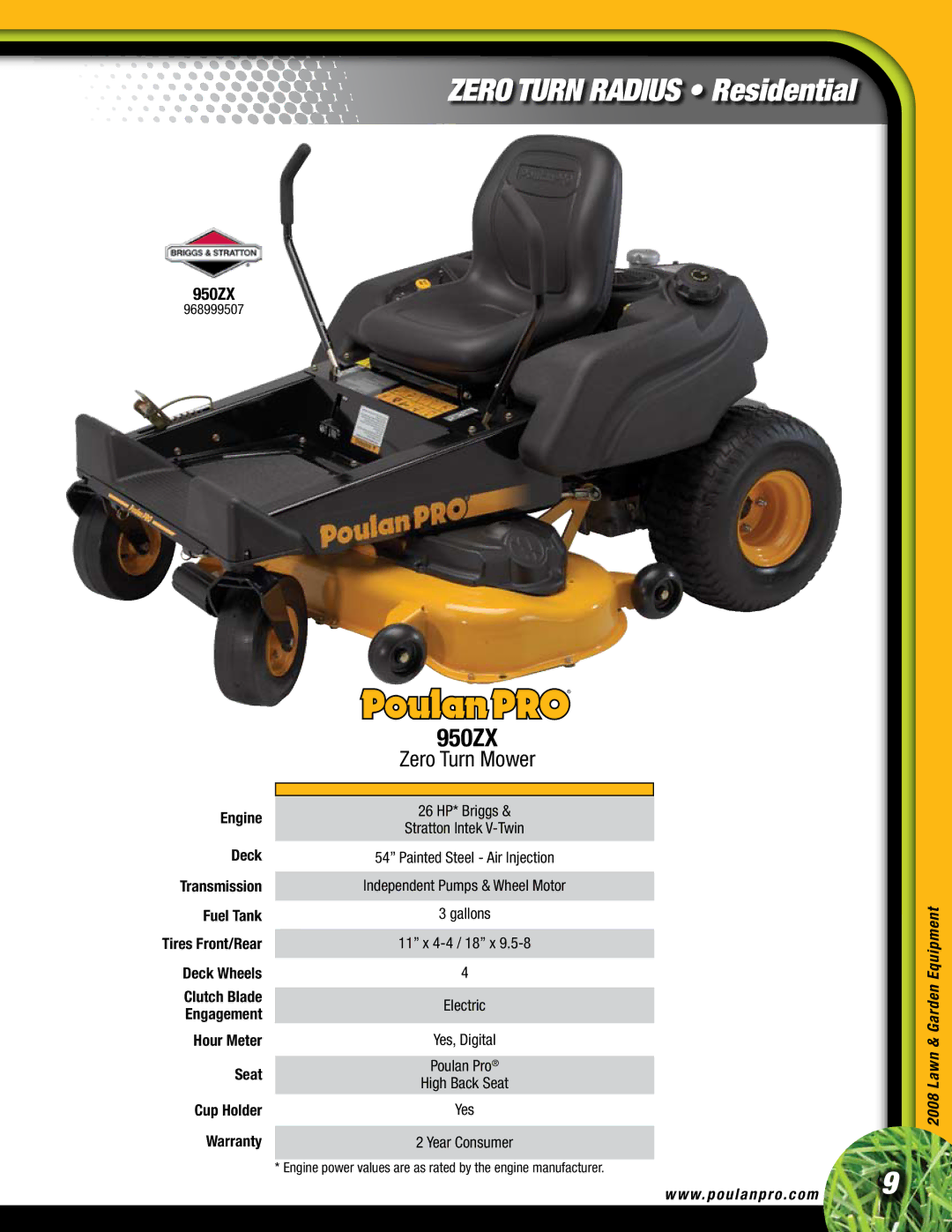 Poulan Lawn & Garden Tractor manual 950ZX 