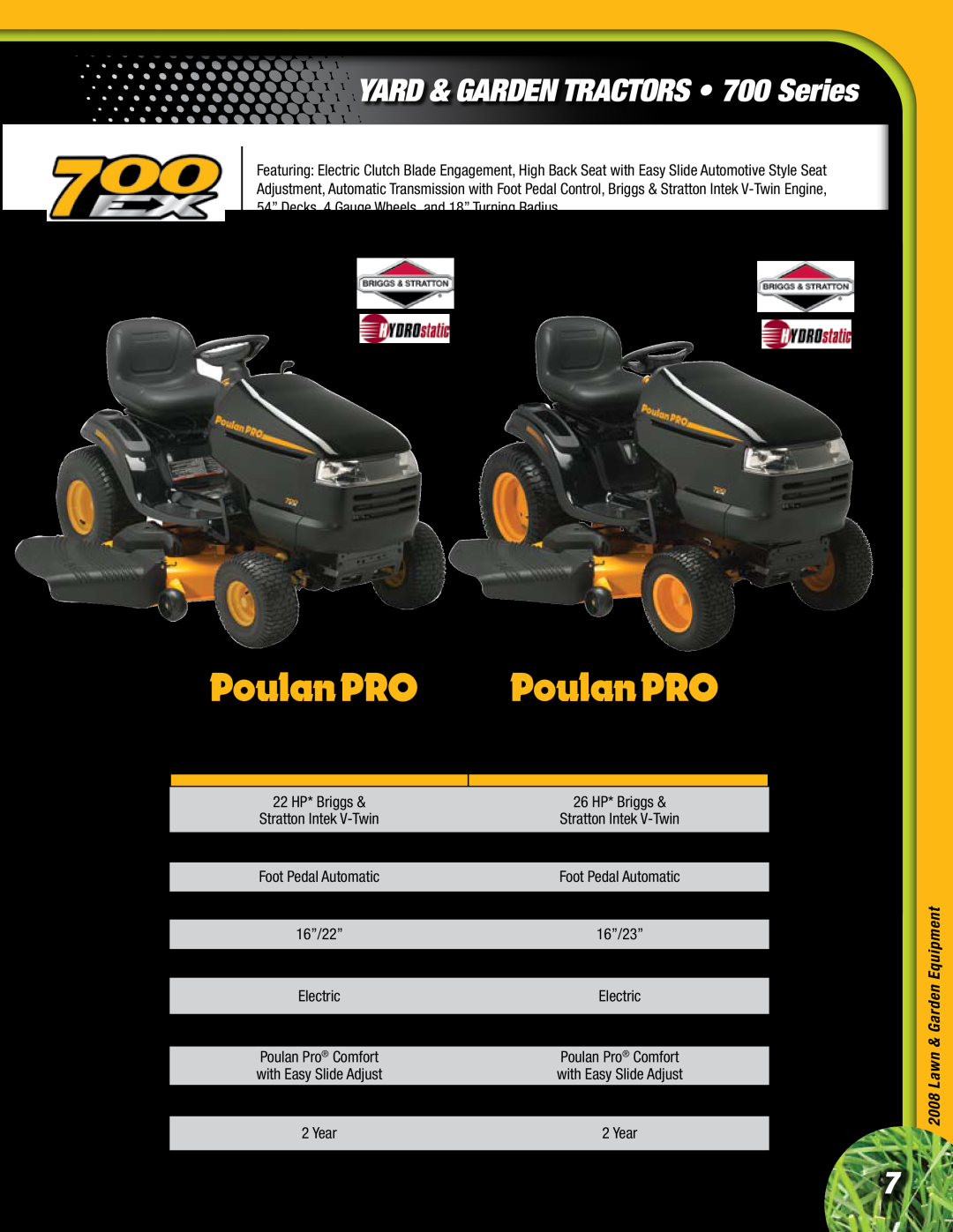 Poulan Lawn & Garden Tractor PBGT26H54, PB22H54BF, YARD & GARDEN TRACTORS 700 Series, Yard Tractor, Engine, Deck, Seat 