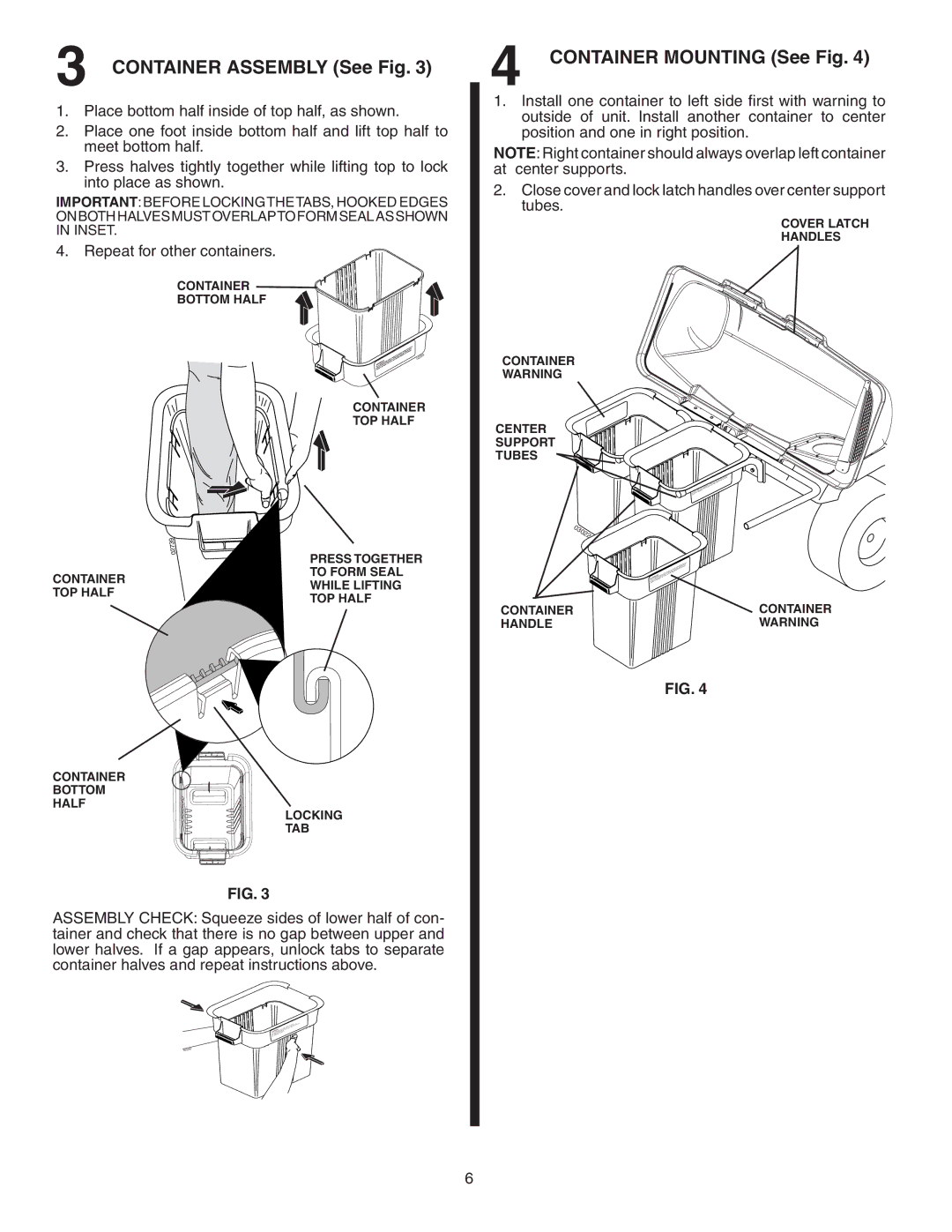 Poulan 960 72 00-12, LTT354, 96072001200, 406288 owner manual Container Assembly See Fig, Container Mounting See Fig 