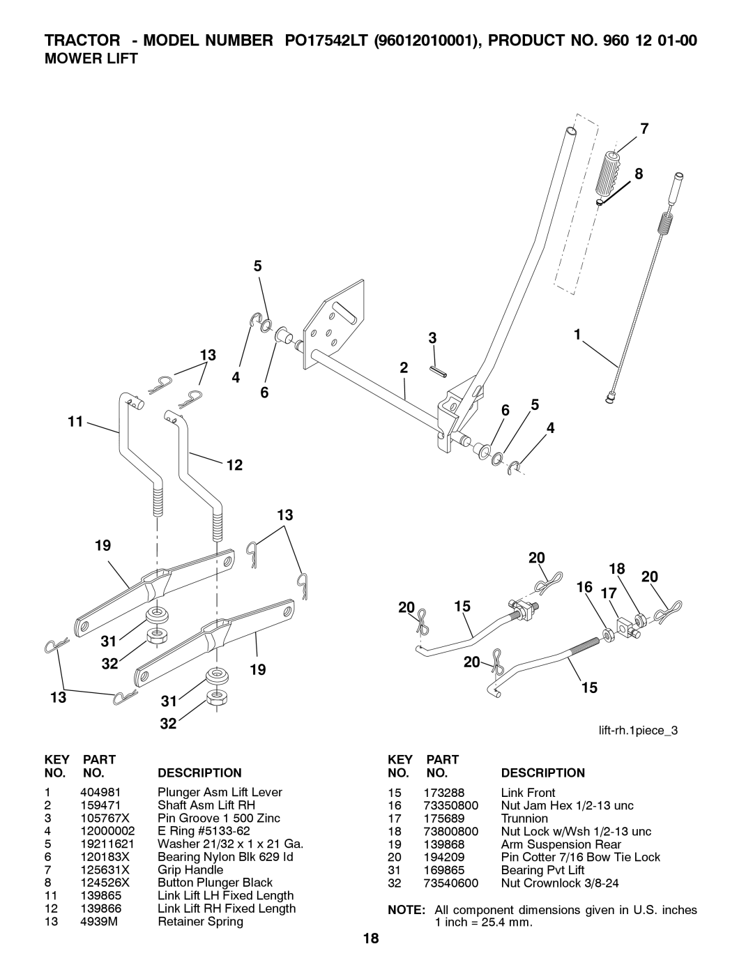 Poulan P017542LT manual Mower Lift 