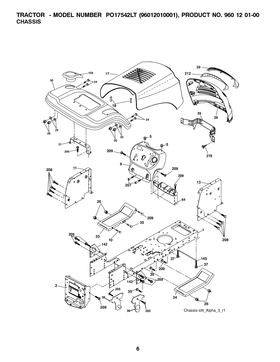 Poulan P017542LT manual Chassis 